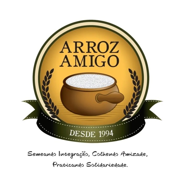 Logo Arroz Amigo, desde 1994: semeando integração, colhendo amizade, praticando solidariedade