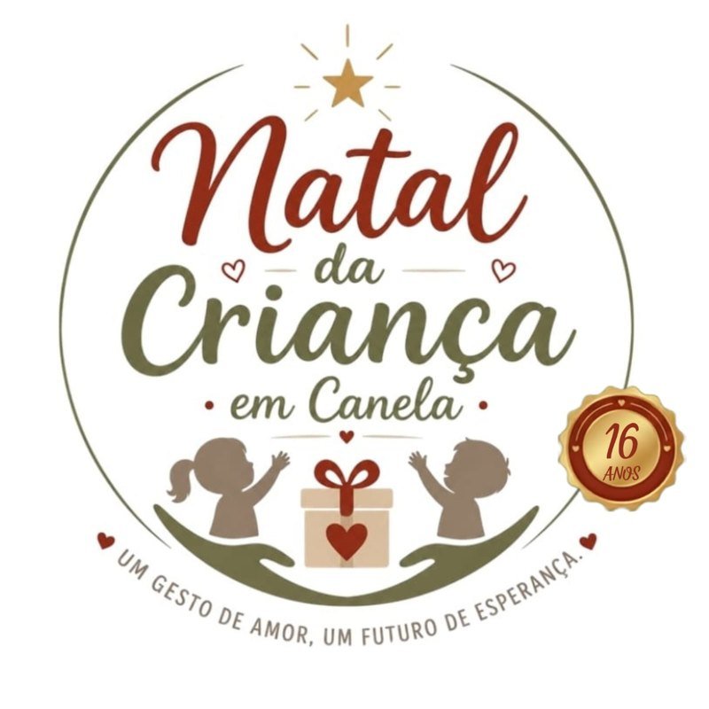 Logo da ação social Natal da Criança em Canela, 16 anos: um gesto de amor, um futuro de esperança